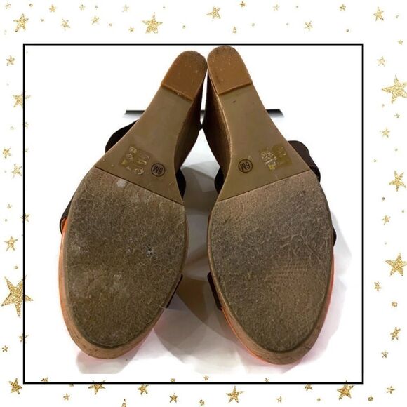 CL by Laundry Brown Orange Cork Wedges 6 - Picture 7 of 7